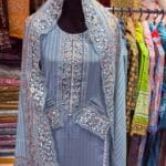 গর্জিয়াস এমব্রয়ডারি স্টিল ব্লু সালোয়ার কামিজ (৩-পিস সেট)